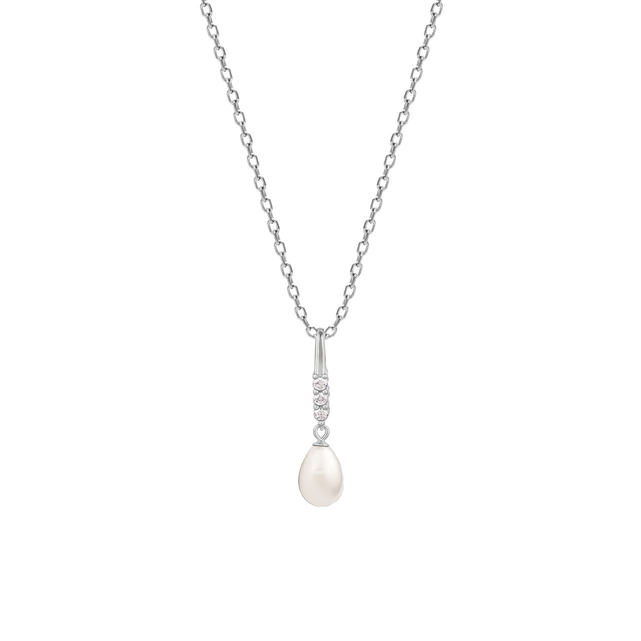 GIVA Silver Drop Of Pearl Pendant With Link Chain