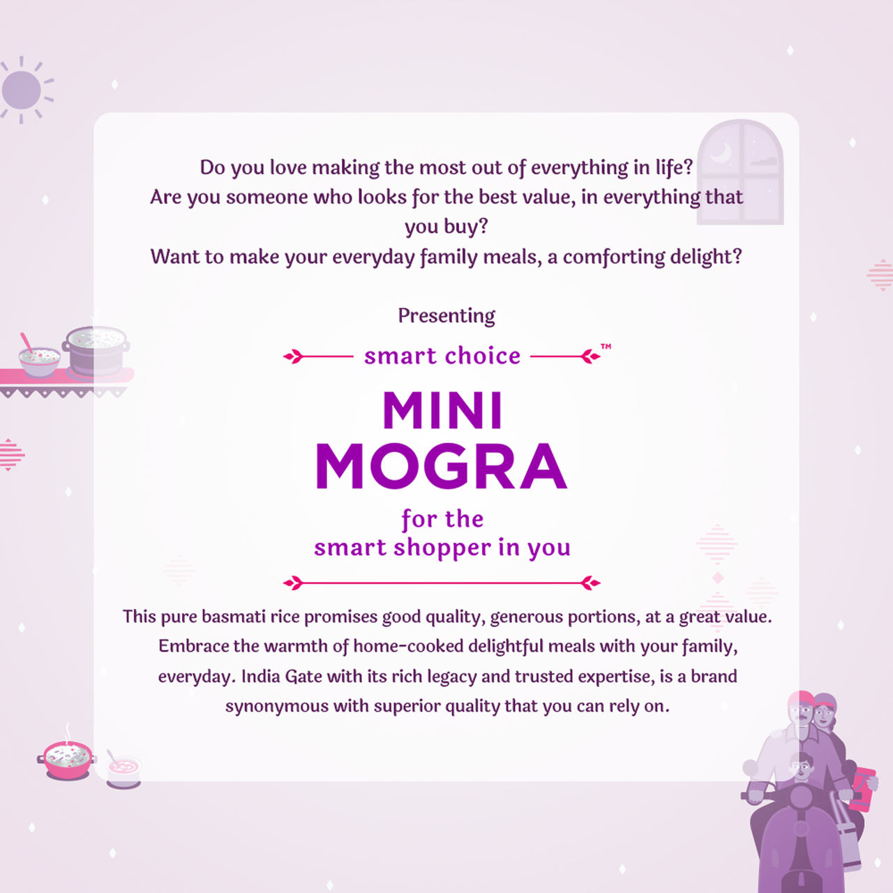 India Gate 1 Cup Serves 5 Mini Mogra Basmati Rice | Aged Rice | Smart Choice