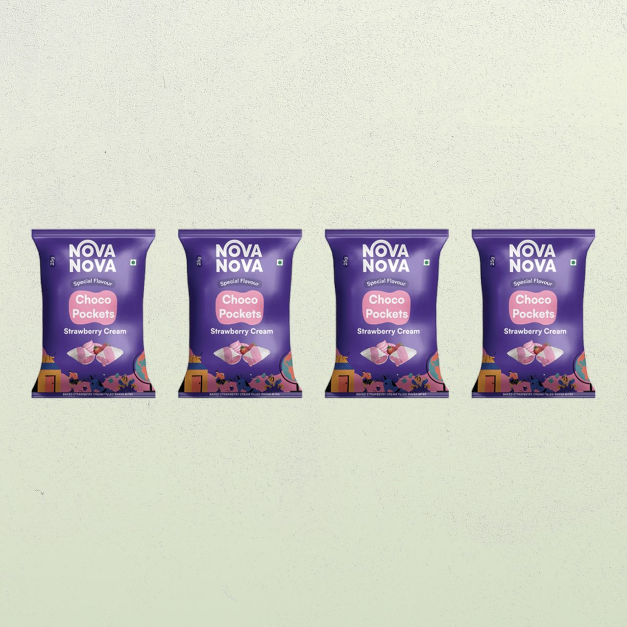 Nova Nova Choco Pockets Strawberry Pack of 4