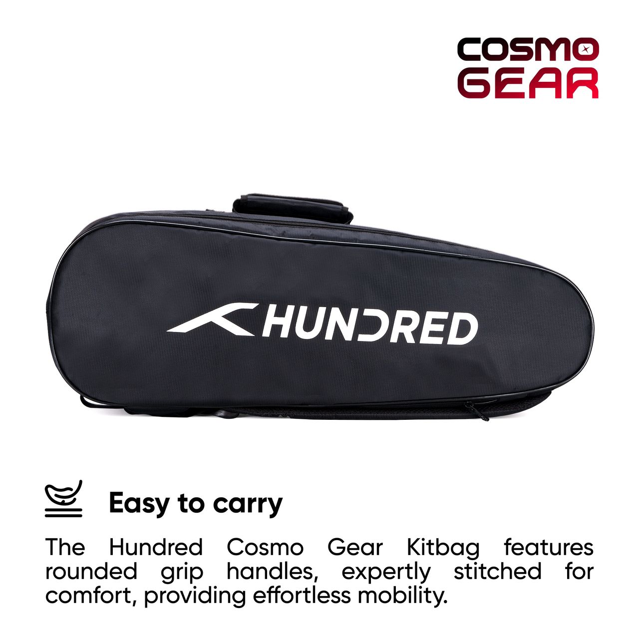 Hundred Cosmogear Badminton Kit-Bag | Black-Red|Double Zipper|Bag With Front Zipper Pocket