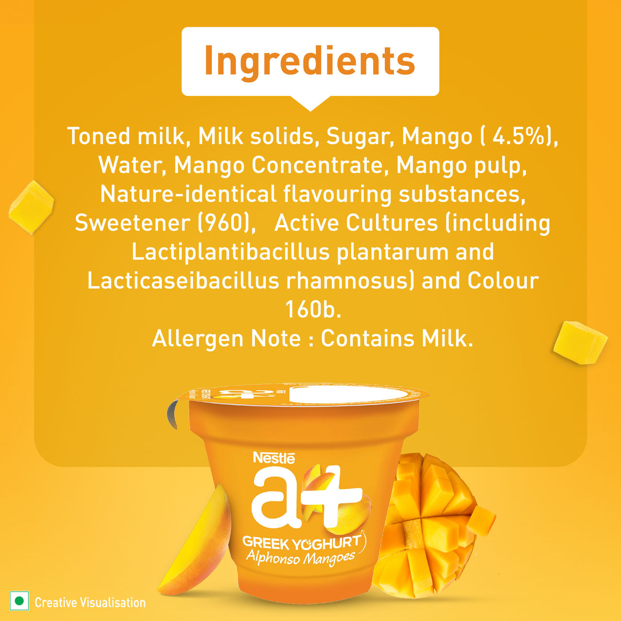 Nestle a+ Greek Yoghurt - Alphonso Mangoes | Perfect Sweet Treat for your cravings