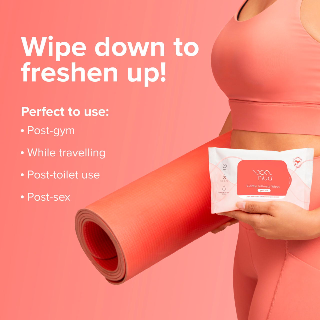  Nua Intimate Wipes for Gentle, pH-Balanced Cleansing 