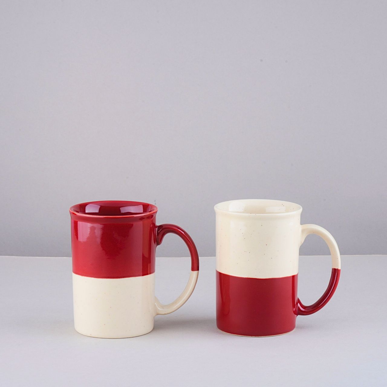 BlackCarrot Red & White Tall Mug Set | Animal Bone Ash Free Stoneware