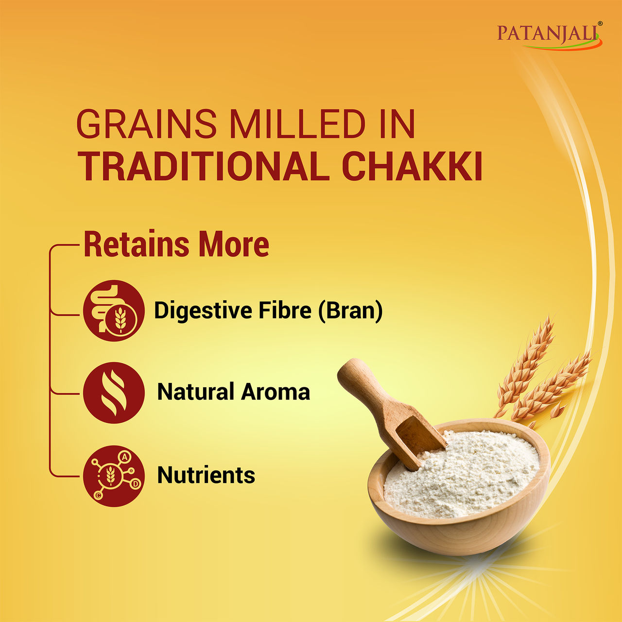 Patanjali Wheat Flour Atta With Bran Traditional Chakki Gehu Atta For Soft and Fluffy Roti