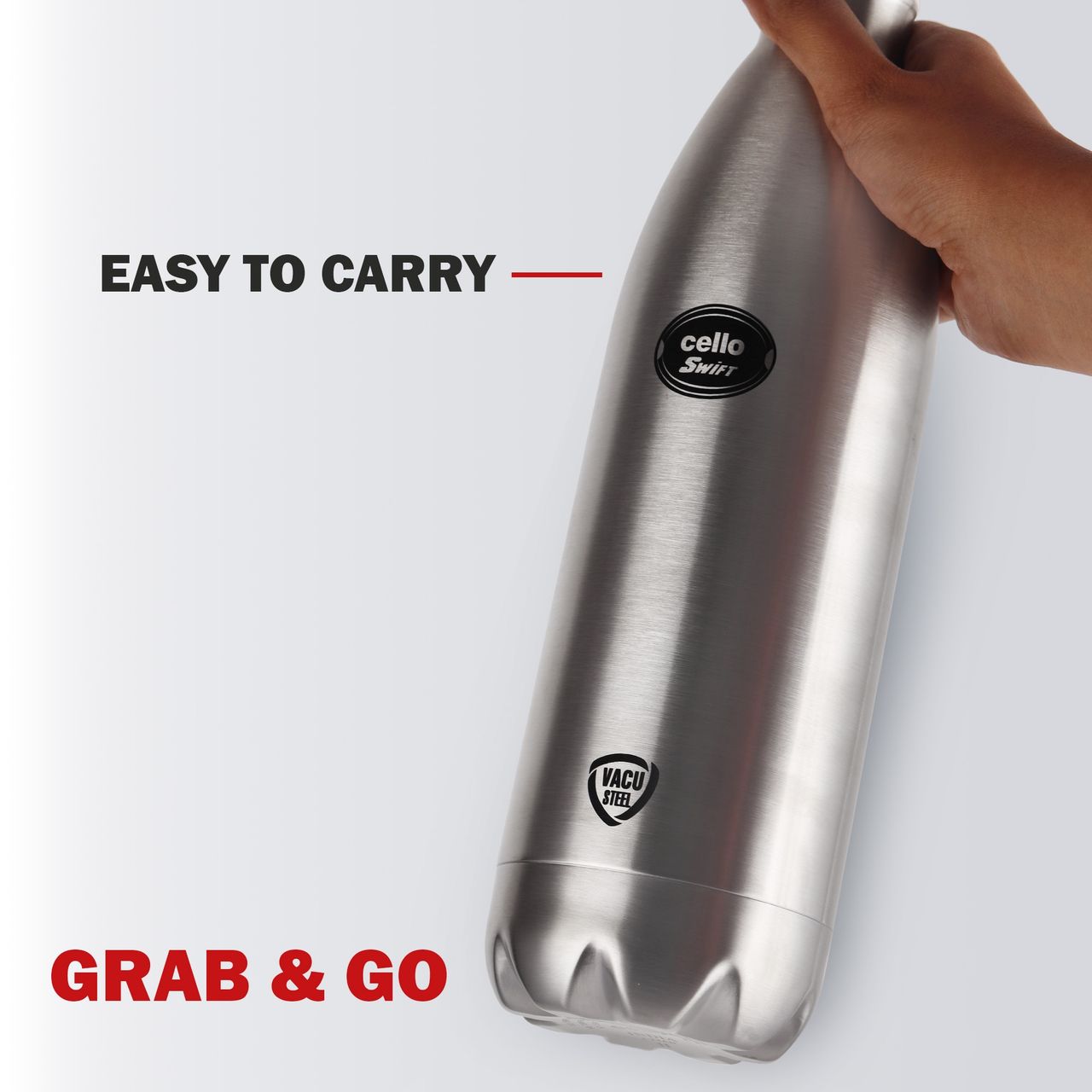Cello Swift Thermosteel Water Bottle 1000ml, Silver