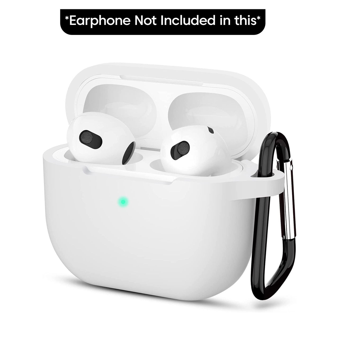 Sounce AirPods 3 Case Cover with Keychain |Shockproof Silicone Skin for 3rd Gen | 2021 | White