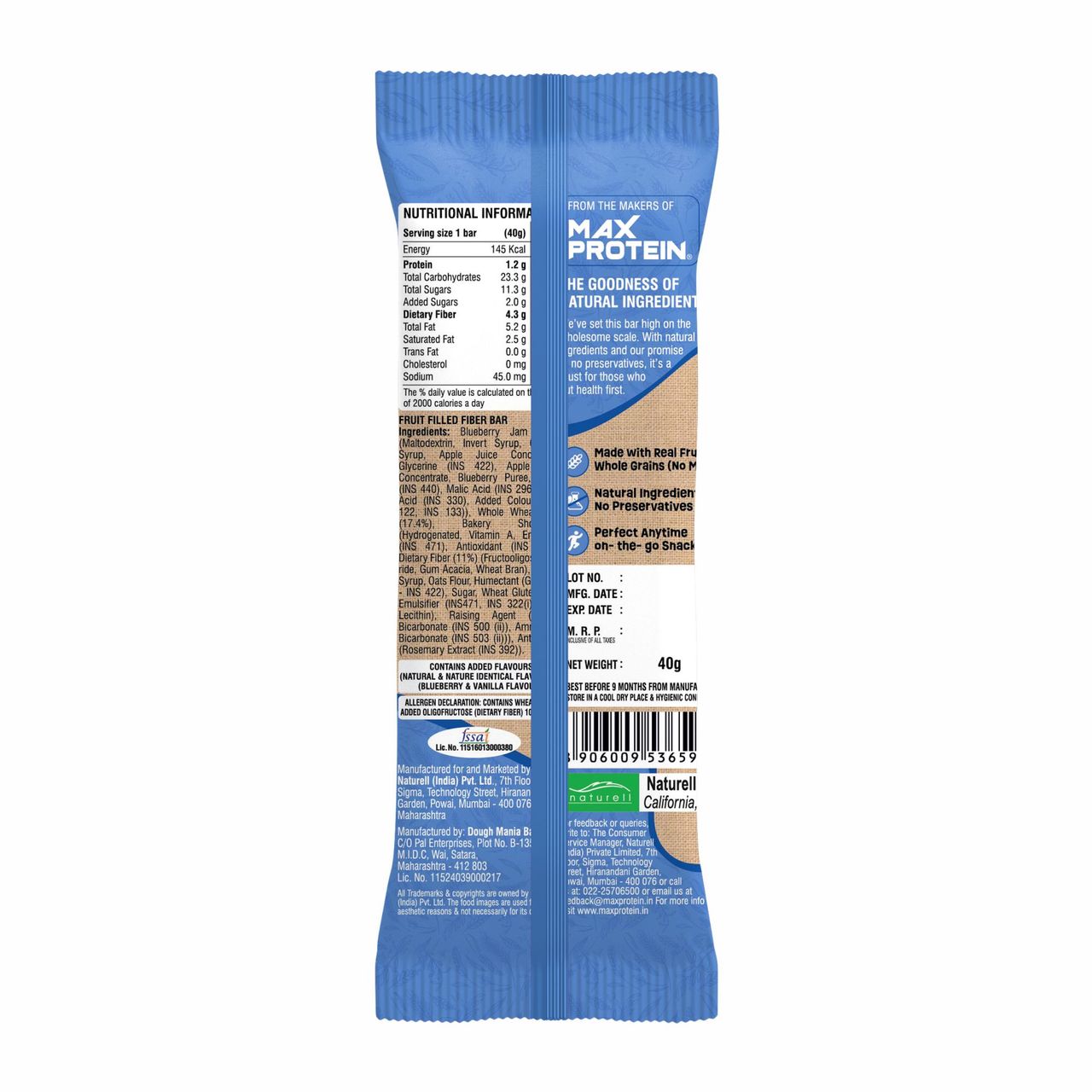 Rite Bite Blueberry Blast Fruitfill Fiber Energy Bar