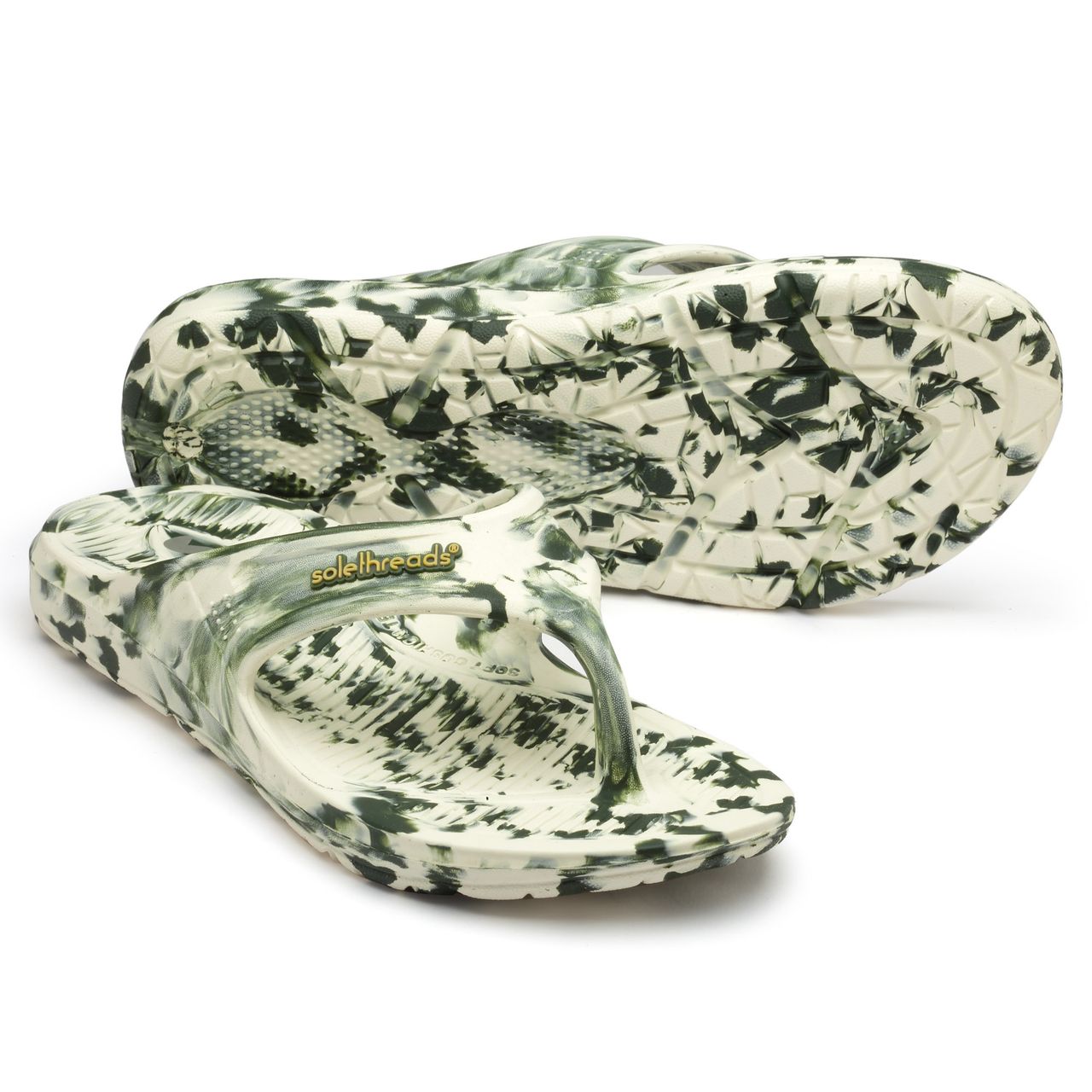 Solethreads Ortho Elite Marble Olive Flip-Flops & Slippers for Men | Size - India-UK 7
