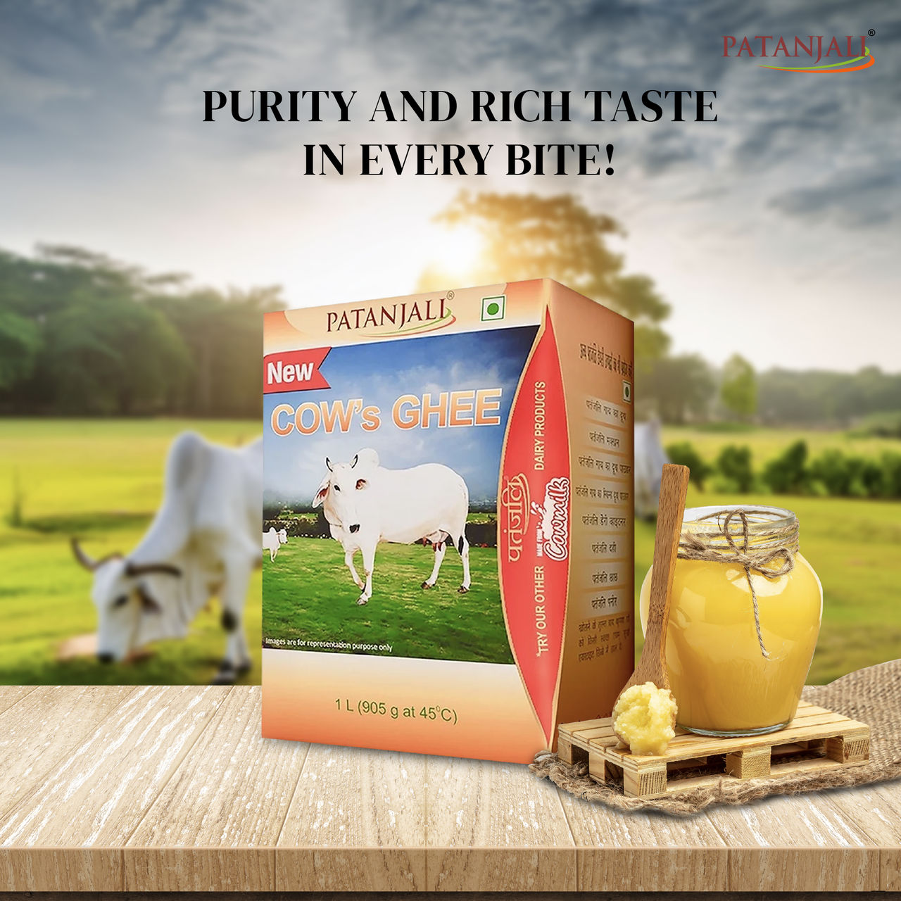 Patanjali Cow Ghee Desi Danedar Rich Aroma Natural And Healthy | Tetra Pack