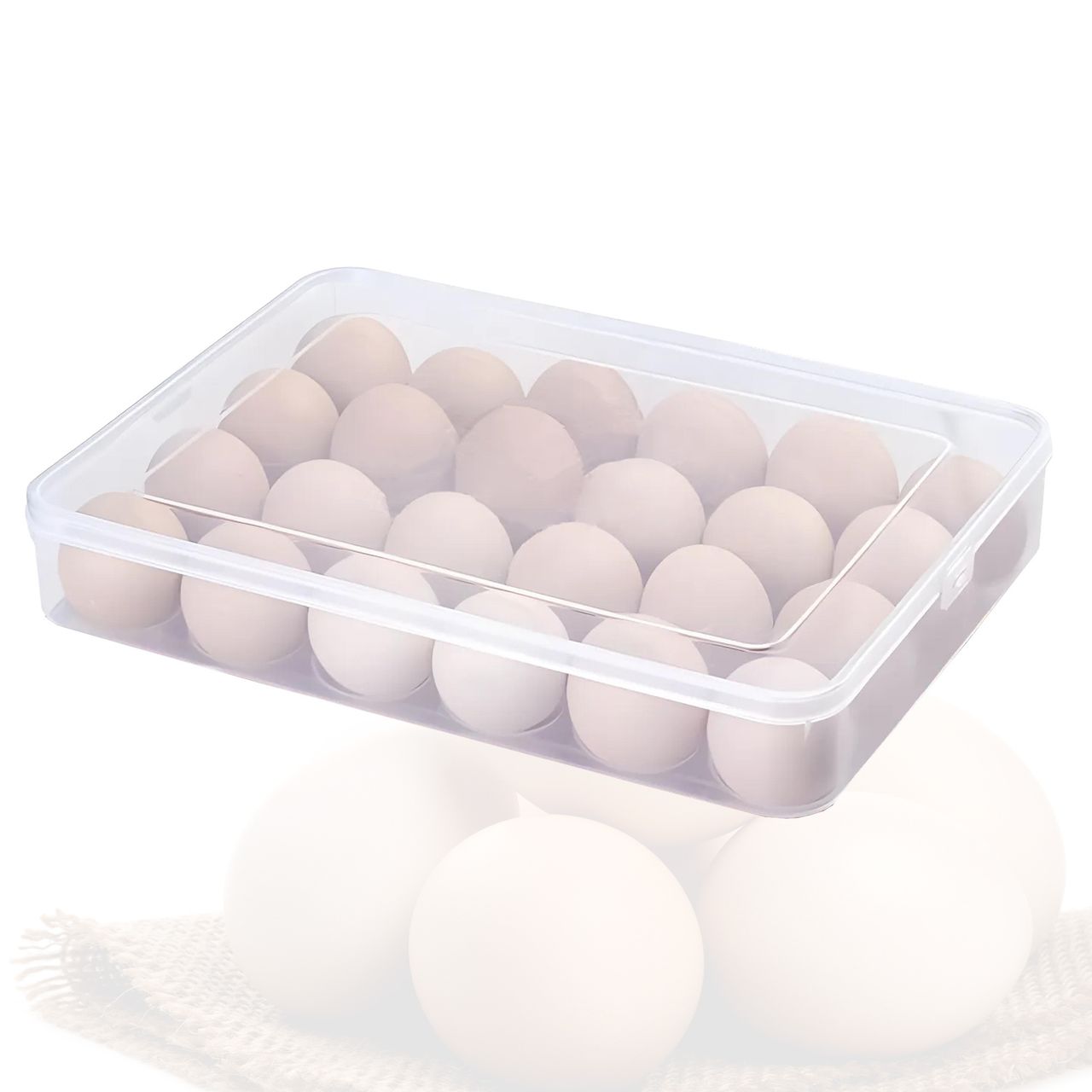 Kuber Industries Transparent Egg Tray with Lid | 24-Egg Storage Container