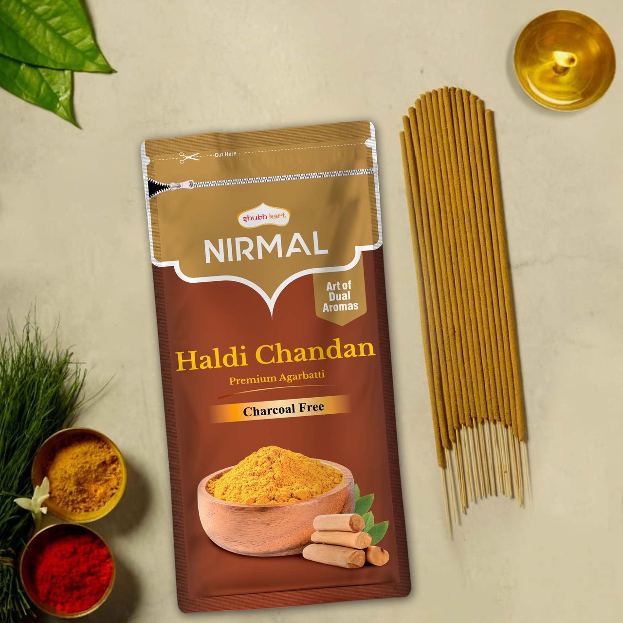 Shubhkart Nirmal Haldi Chandan Premium Agarbatti Zipper 1 pc Combo