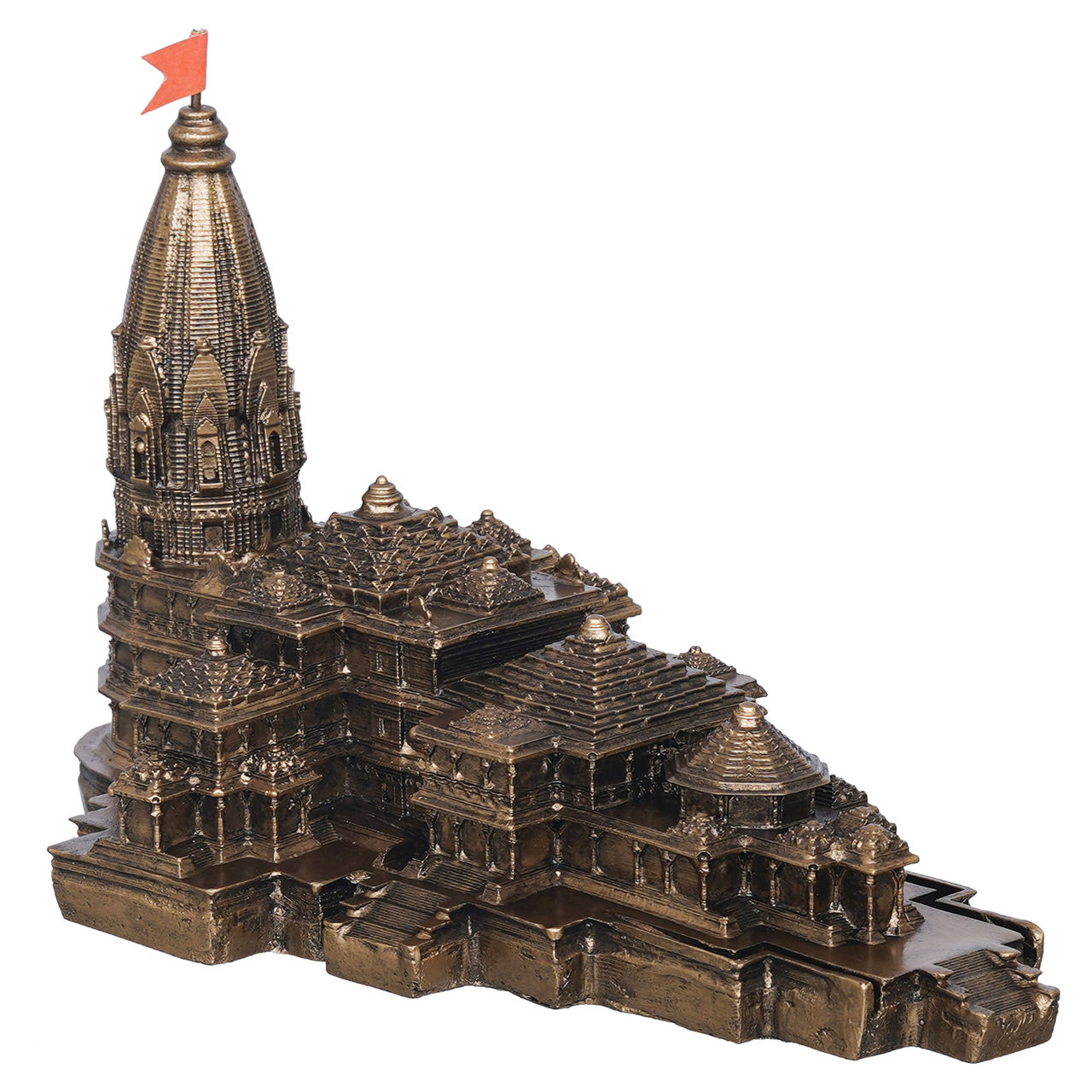 eCraftIndia Authentic Ram Mandir Ayodhya Model in Golden Finish