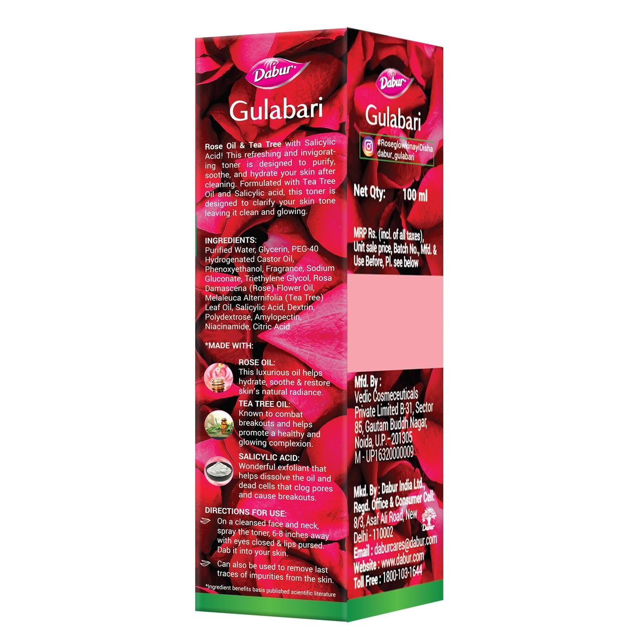 Dabur Gulabari Rose Oil & Tea Tree Face Toner Mist