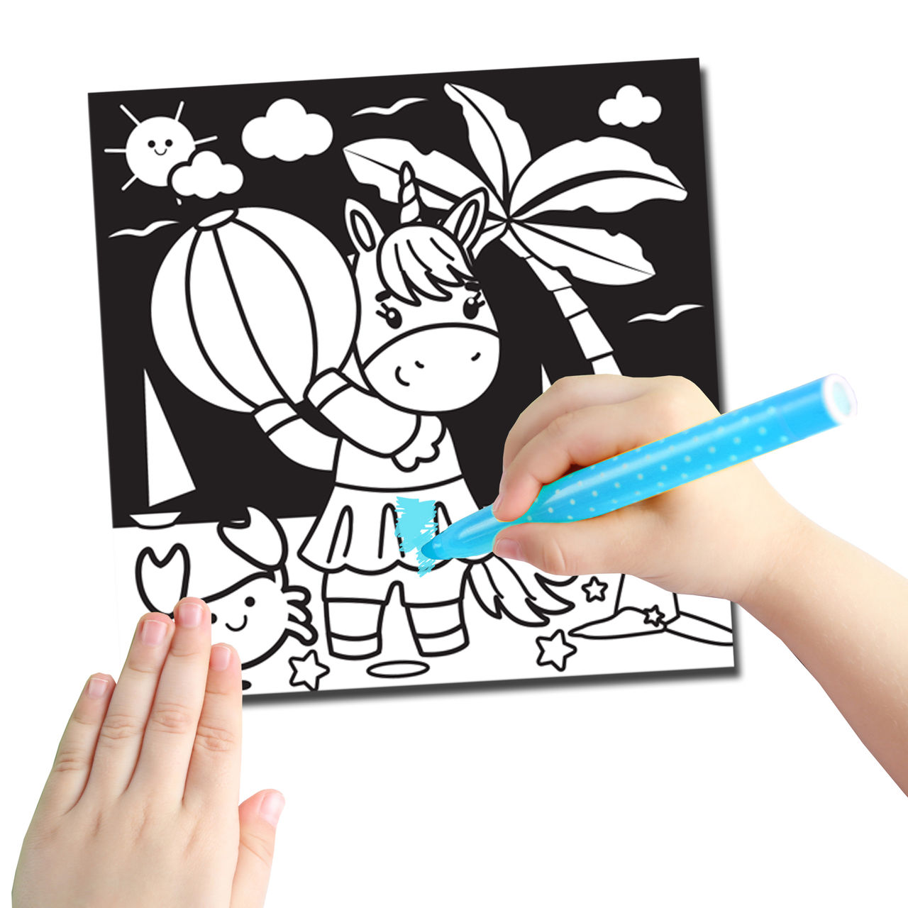 Dreamland Unicorn - Velvet Art Set With 10 Free Sketch Pens | Gift Pack, 8 Sheets