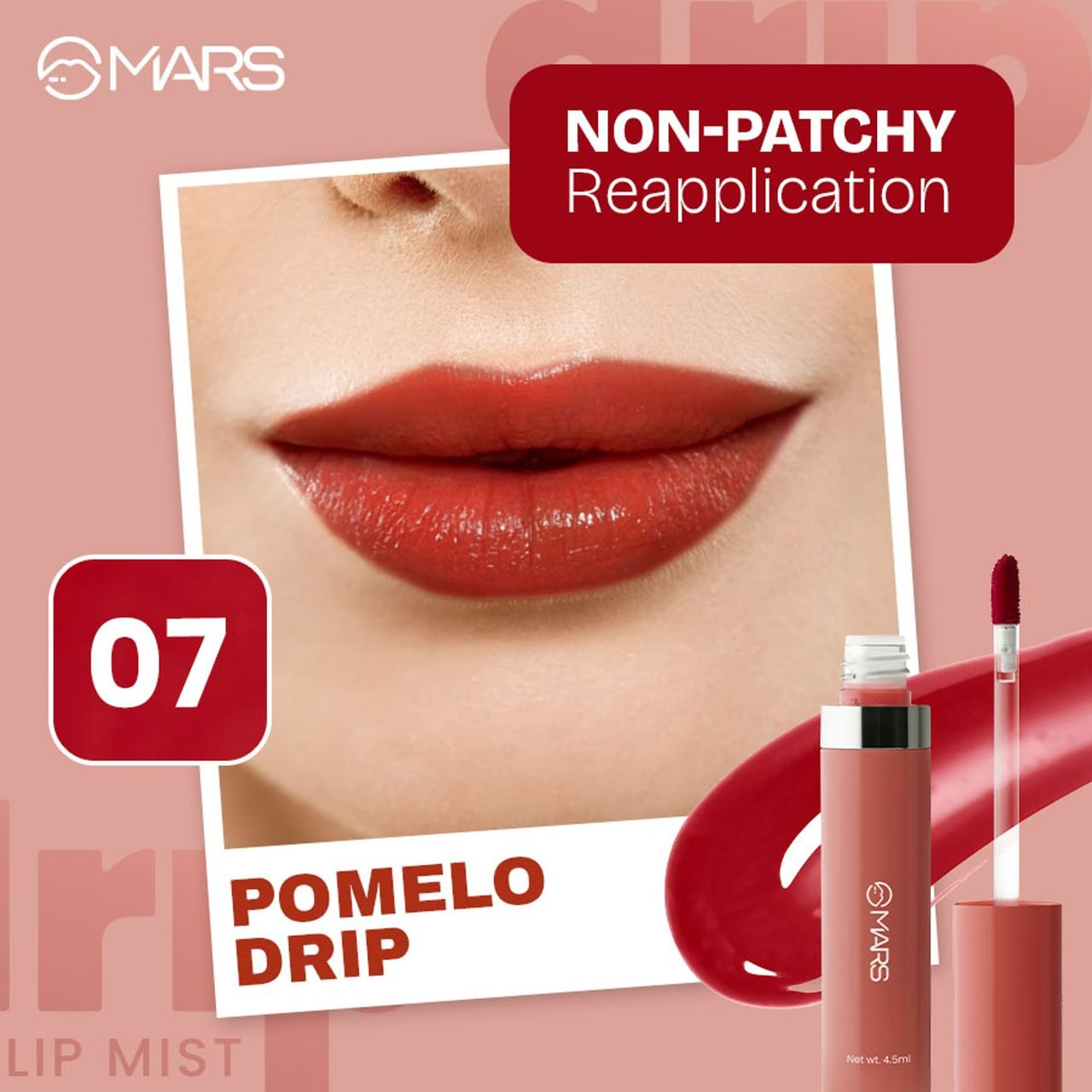 MARS Cosmetics Drip Lip Mist for Women (4.5 ml) (07-Pomelo Drip)