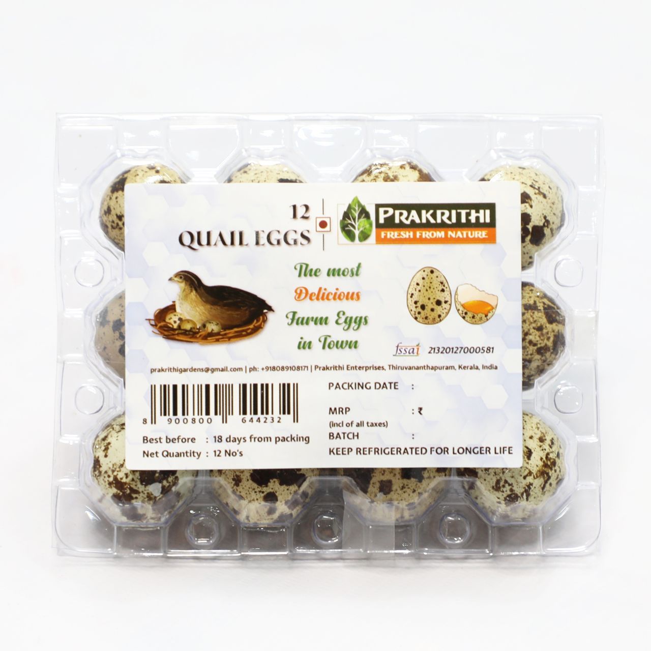 Prakrithi Quail Egg(Pack Of 12)