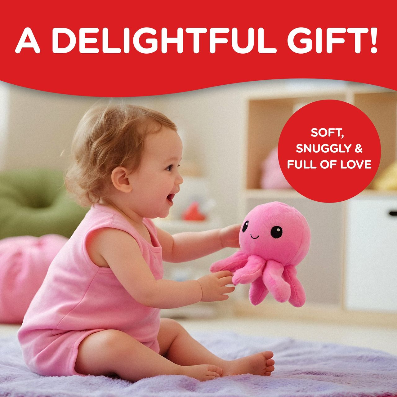 Michelle's Reversible Octopus Plush Soft Toy for Kids and Adult | Perfect For Gifting