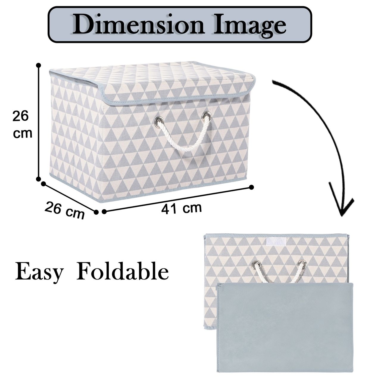 Kuber Industries Multipurpose Storage Box | Large Space-Saving Container for Clothes, Grey Triangle
