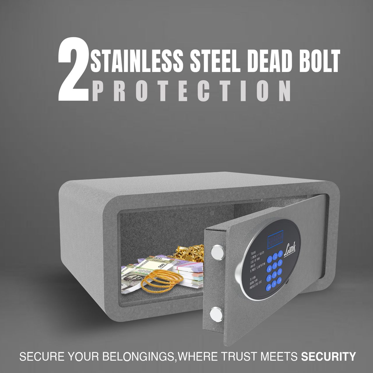 Link Smart Safe Locker - 28L Fingerprint & PIN Access | Grey | Citron LS-SF-03