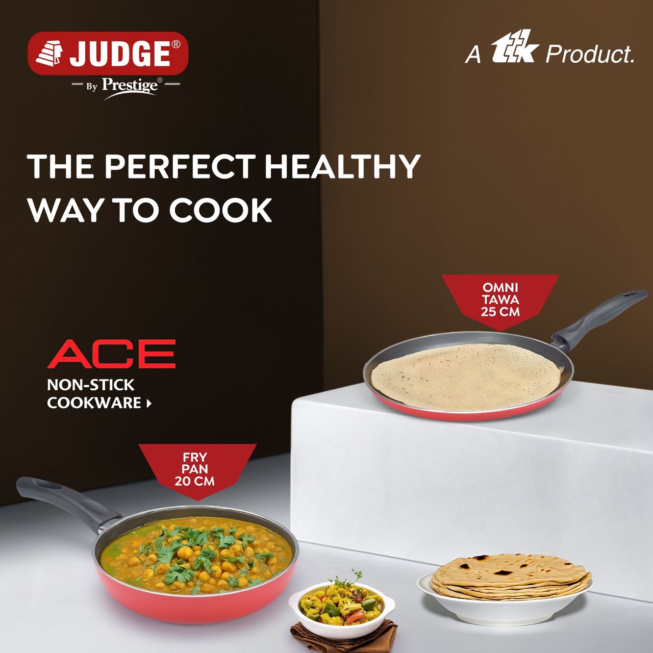 Judge by Prestige Ace Aluminium Non-Stick Cookware-1 Unit, Omni Tawa Dia 25 cm - 1 Unit