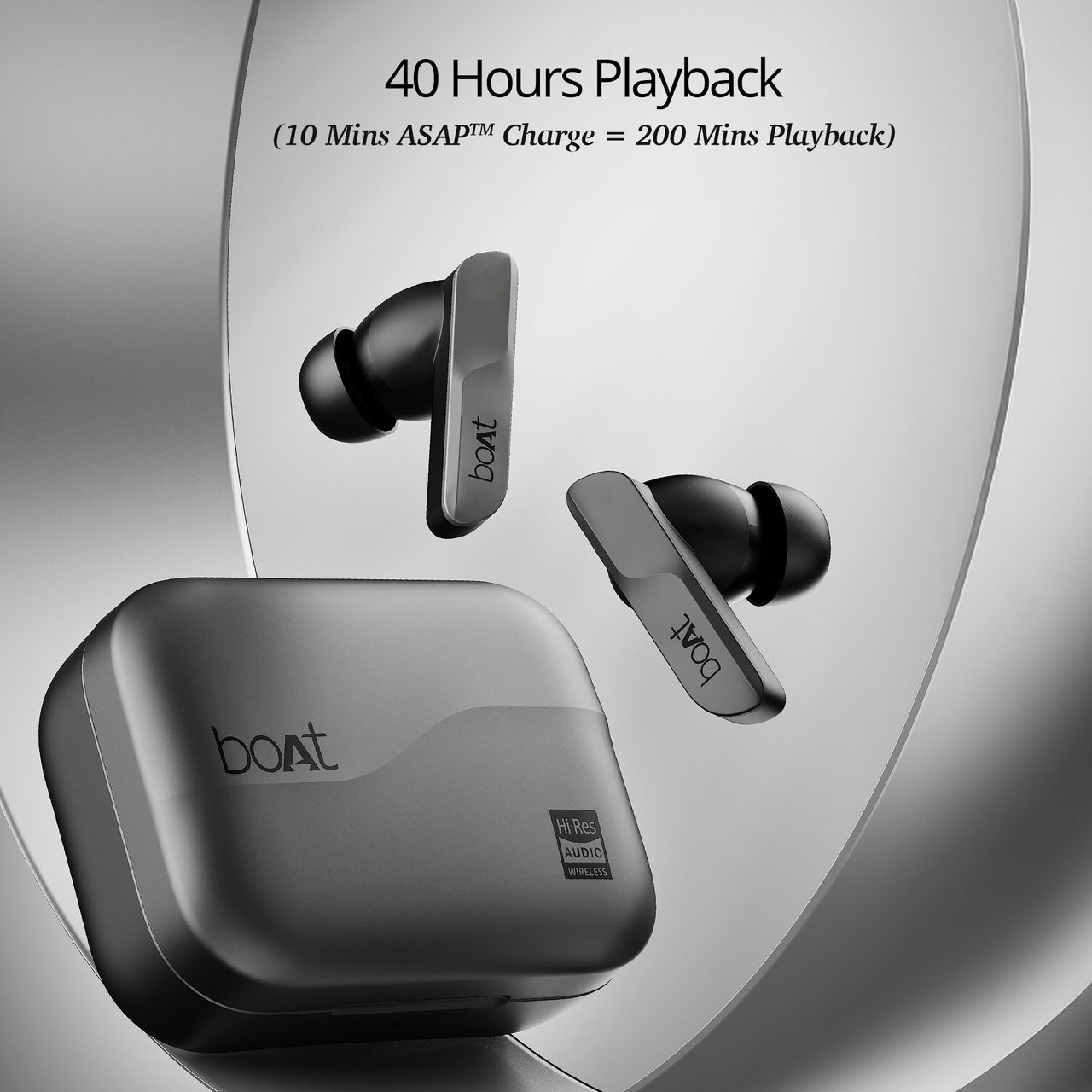 boAt Airdopes 800 Hidef With Hidef Audio By Ldac, Enx, App Support, 40Hrs Battery, Graphite Grey