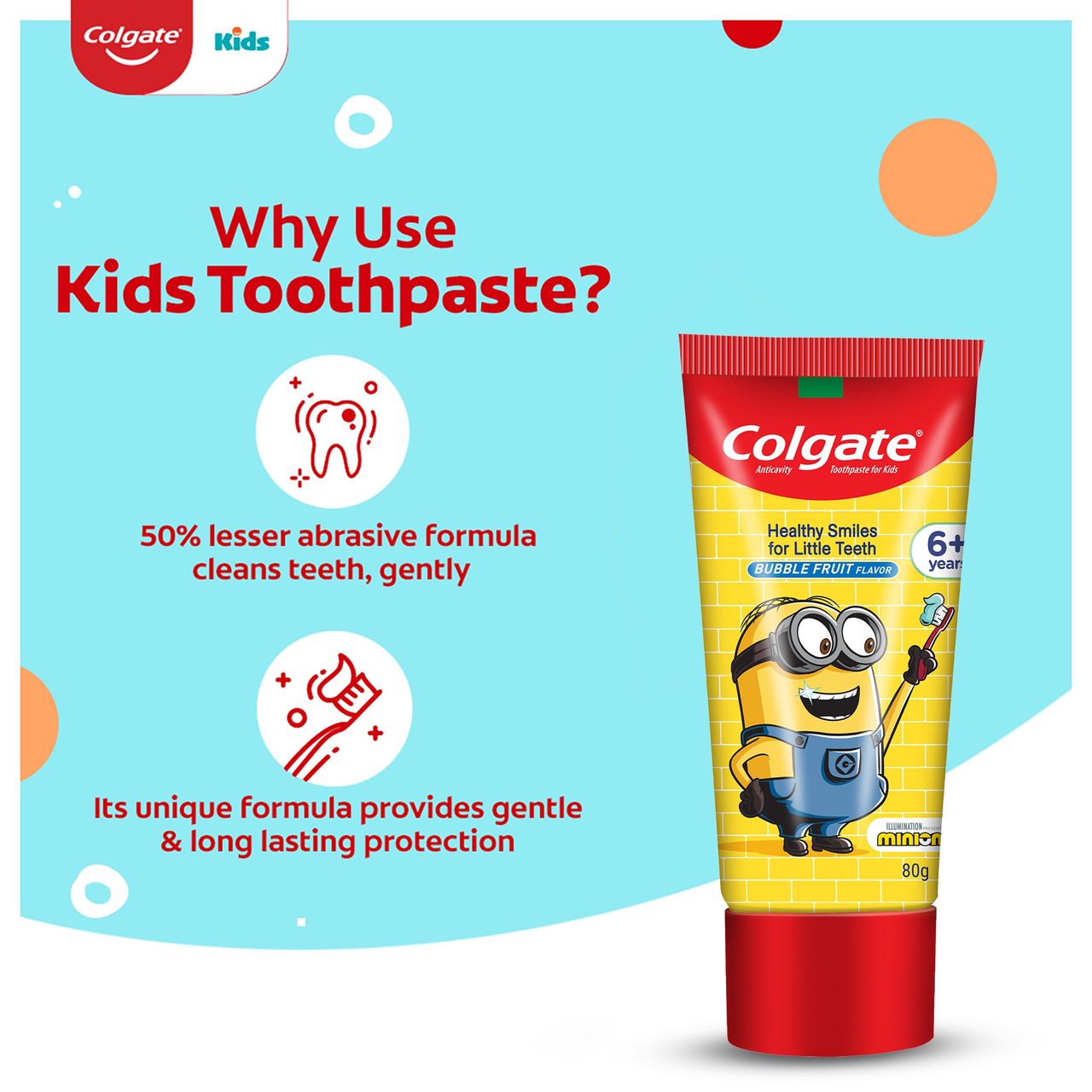 Colgate Toothpaste Minions Bubble Fruit Baby For Kids | Multicolour | 6+ years