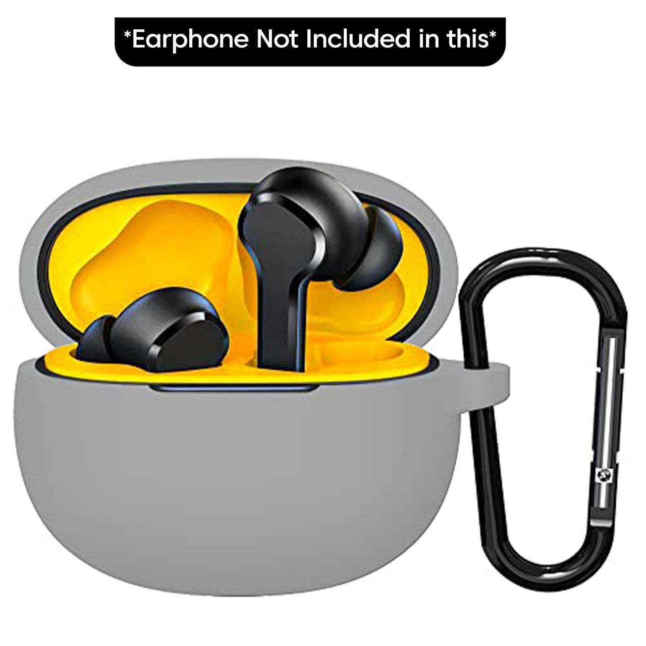 Sounce Silicone Case Cover for Realme TechLife Buds T100-Scratch-Resistant | Non-Slip Grip | Grey