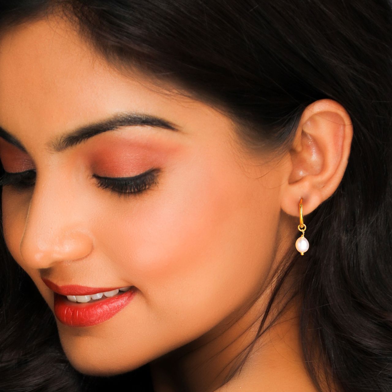 Giva Golden Pearl Drop Hoops