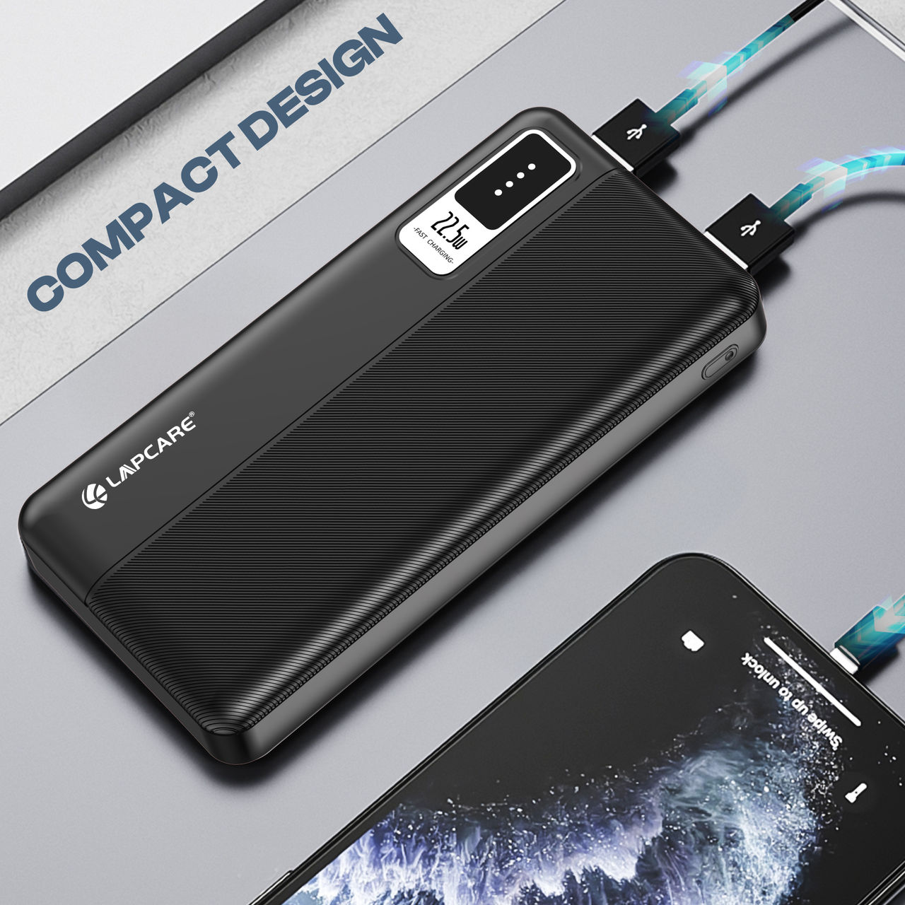 Lapcare Blaze 10000mAh Power bank | Dual USB Port + PD 22.5w Fast Charging Type-c