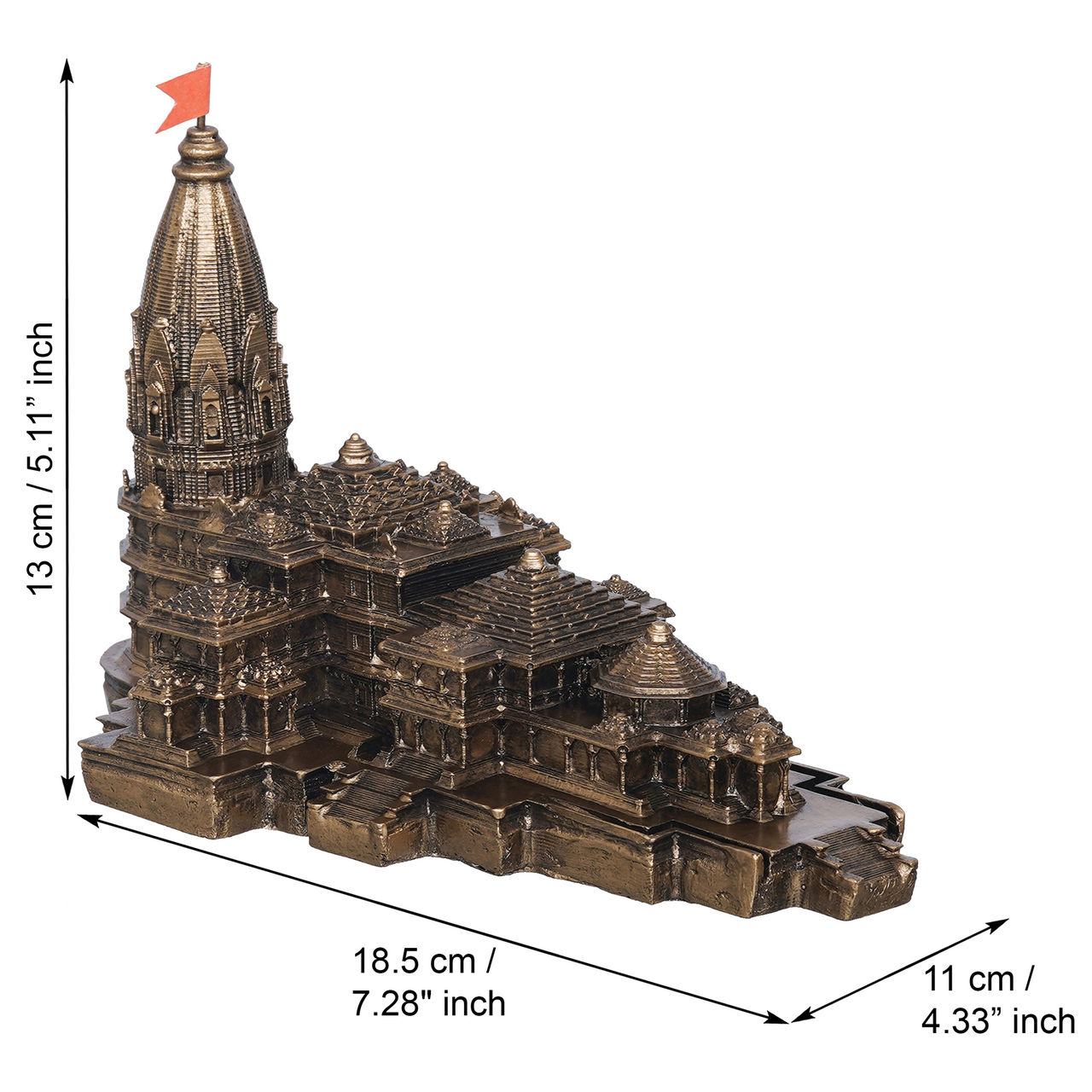 eCraftIndia Authentic Ram Mandir Ayodhya Model in Golden Finish