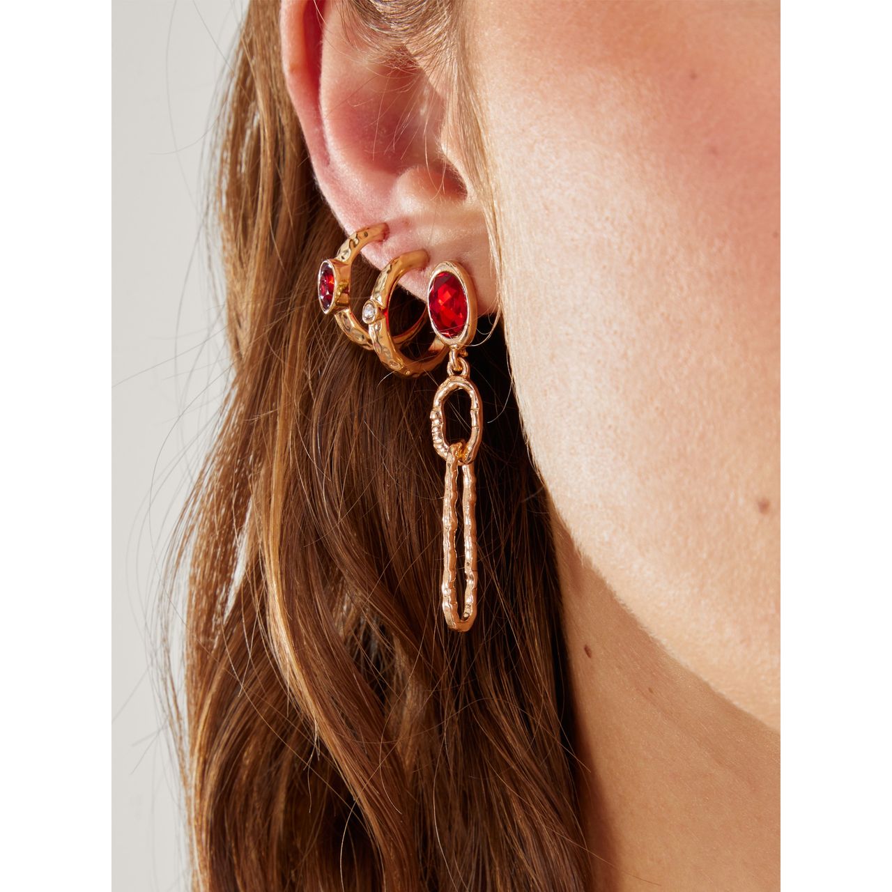 Accessorize London Women's Gem Loop Drop Earrings