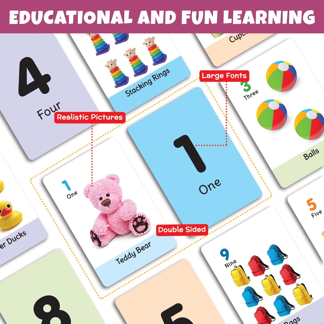 My First Numbers Flash Cards For Kids (36 Cards) - Fun Learning Game - Lb17