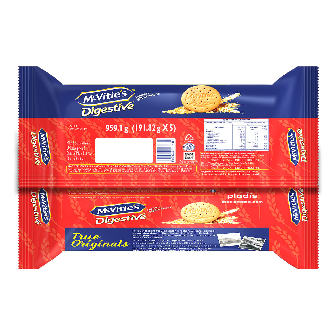 Mcvitie's Digestive High Fibre Biscuits With Goodness Of Wholewheat,Super Saver Family Pack 1 kg Combo