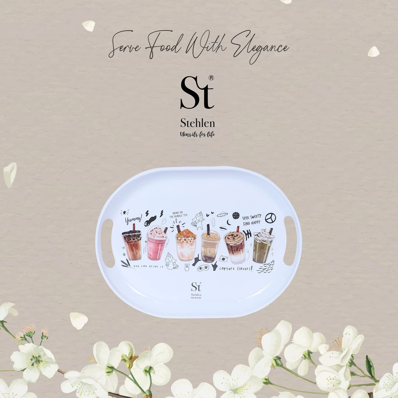 Stehlen Melamine Slant Tray Medium - Bubble Tea