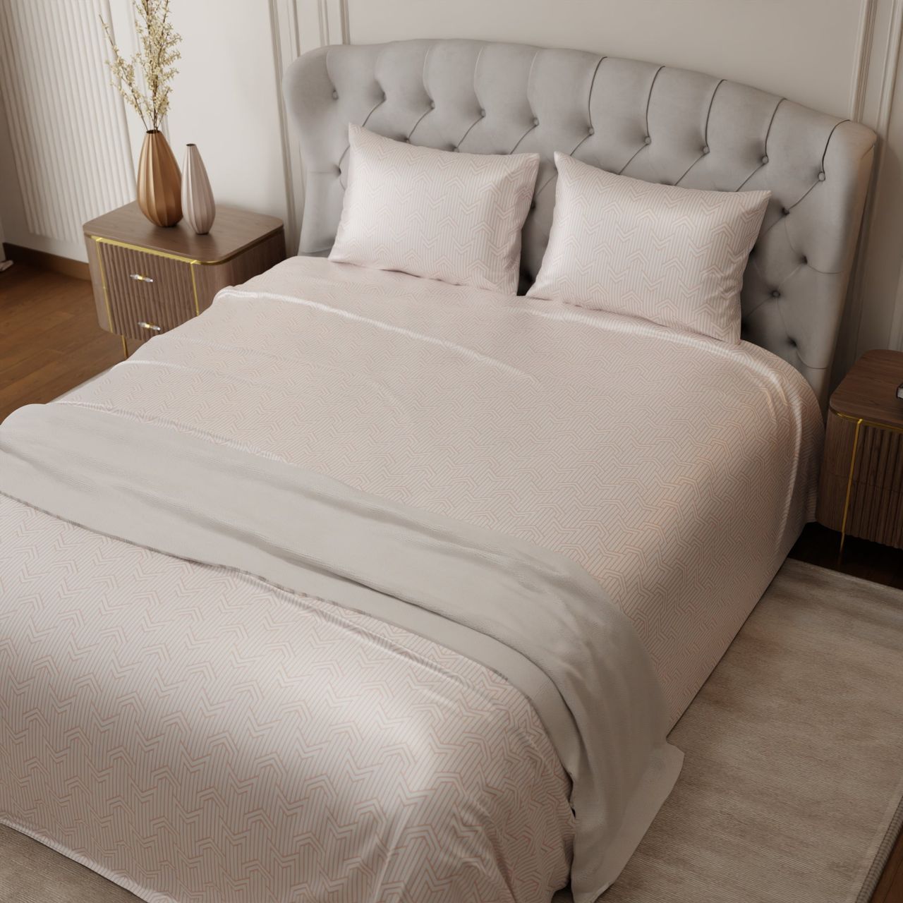 Stoa Paris Peach Fuzz Mosaic Bedsheet Set - King Bed Sheet - Style 3
