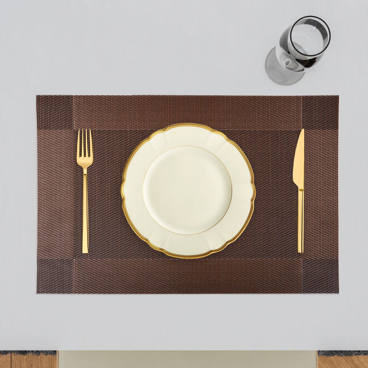 Kuber Industries Set of 6 Table Mats | 30x45 cm | Dining Table Placemats | Dark Brown Border
