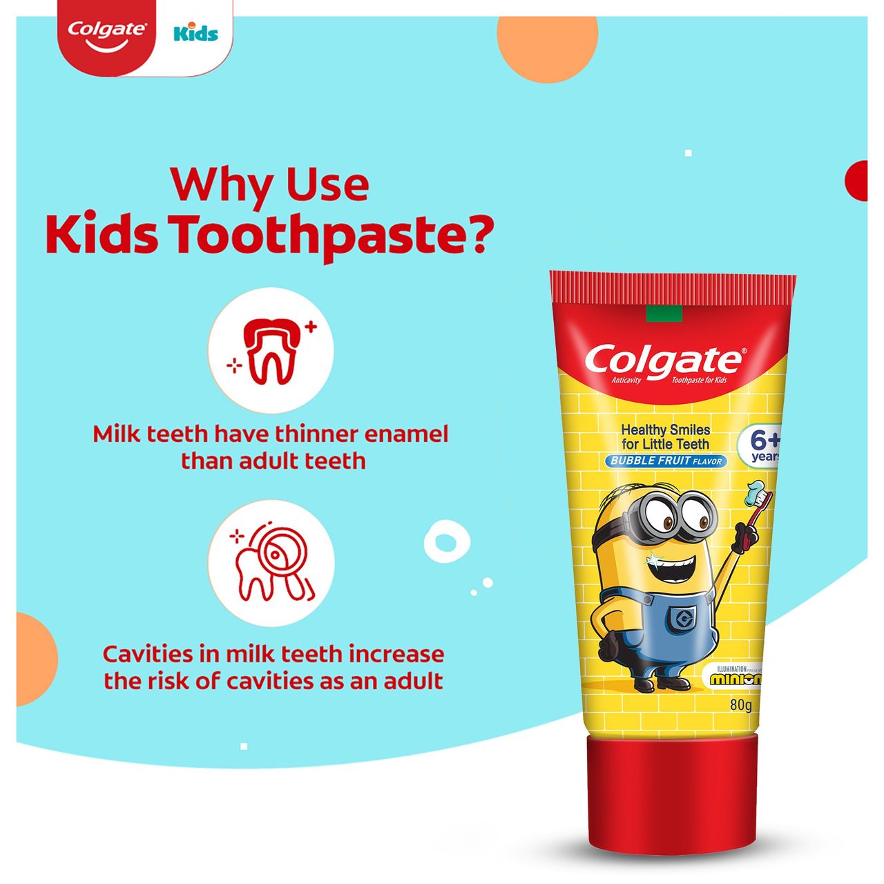 Colgate Toothpaste Minions Bubble Fruit Baby For Kids | Multicolour | 6+ years