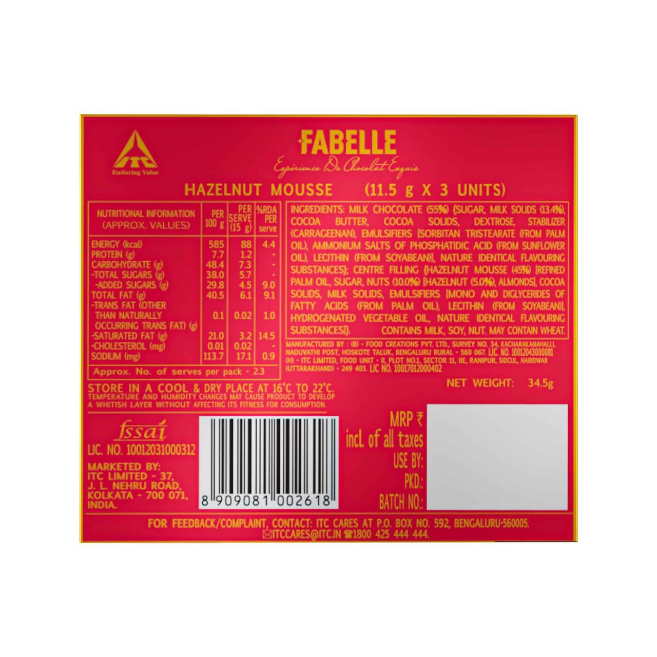 Fabelle Hazelnut Handcrafted Chocolate Truffles Inspired by Classic Desserts, Assorted Luxury Chocolates Gift Pack 34.5 g Combo
