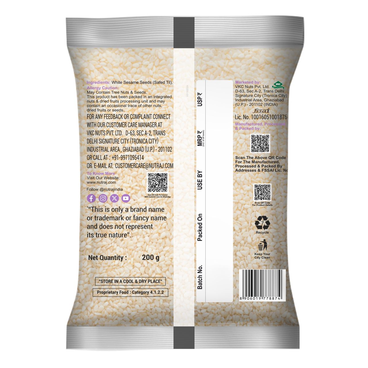 Nutraj Classic Safed Til (Sesame Seeds Natural)