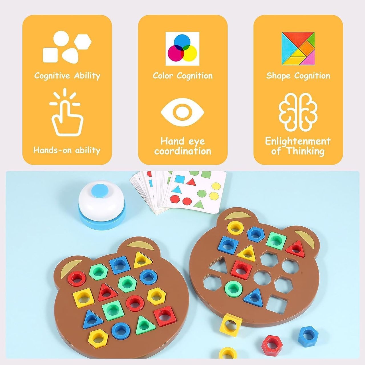 Kidology Children Learning and Educational Geometric Shape Puzzle Quick Matching Two Players