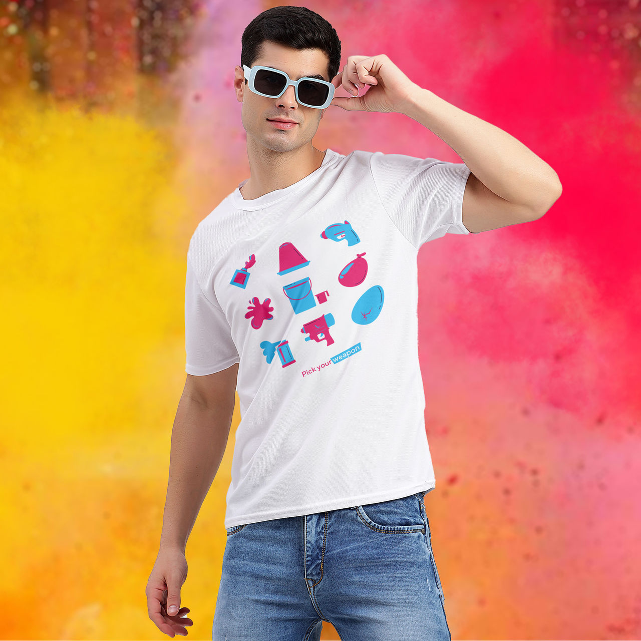 Freecultr Unisex Printed T-shirt Pick Your Weapon | White | L