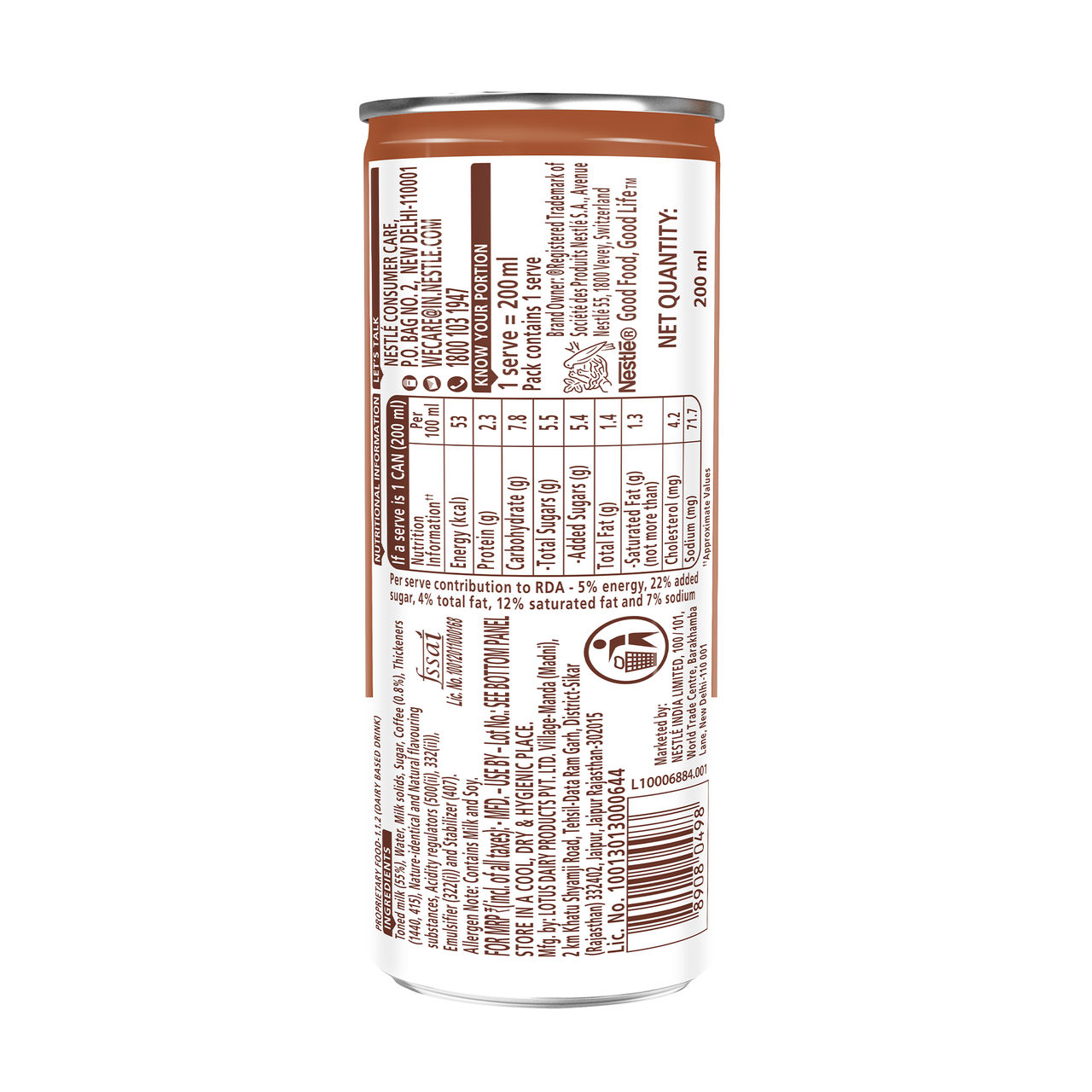 Nescafe Café Style Cold Coffee, Classic Latte 200 ml Combo