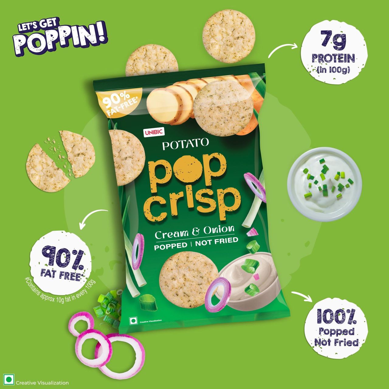 UNIBIC Potato Pop Crips - Cream & Onion