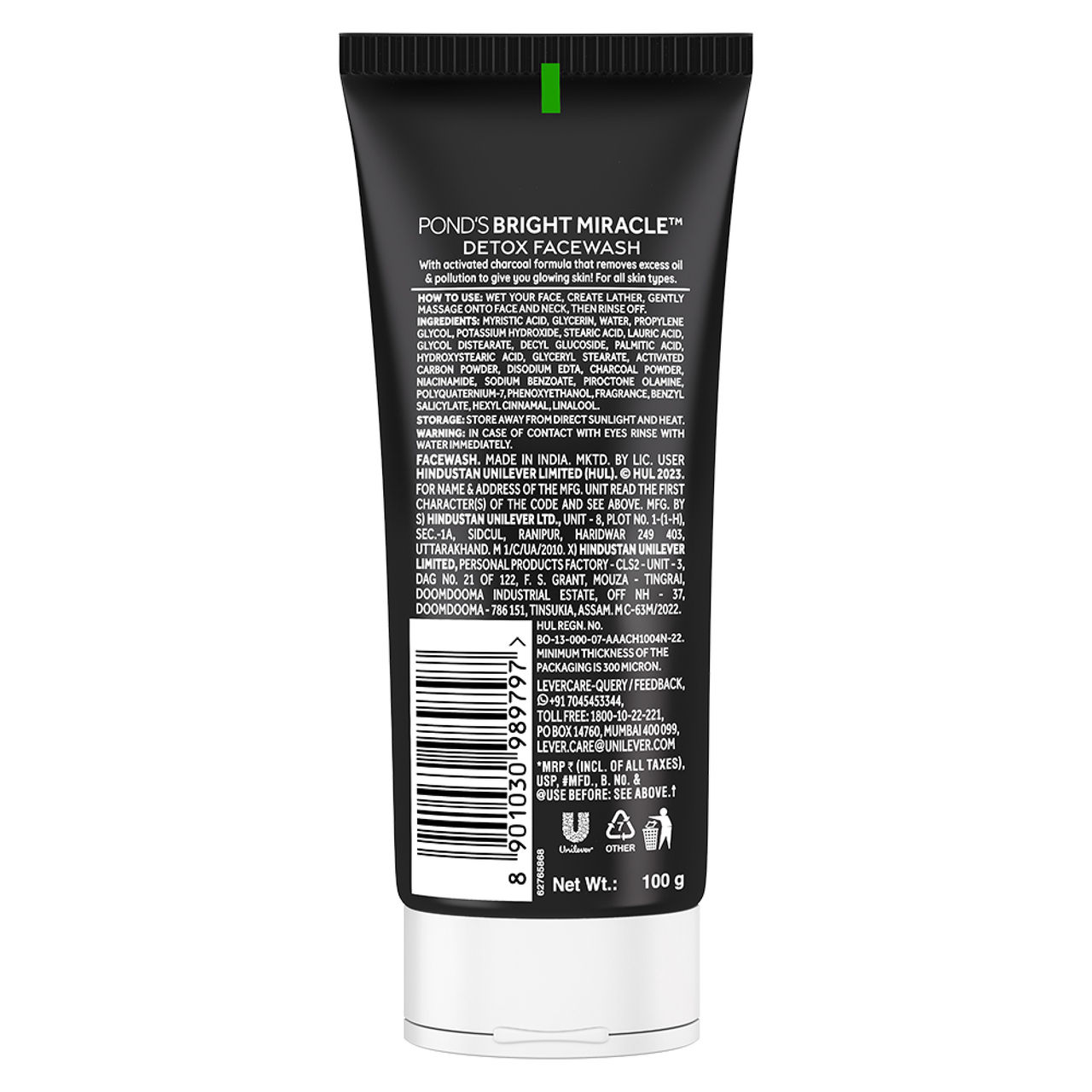 Pond's Bright Miracle Detox Facewash With 10X Power Of Charcoal