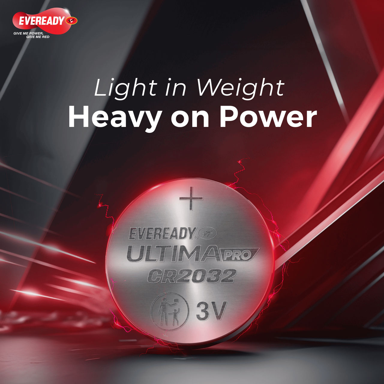 Eveready Ultima Pro CR2032 Lithium Coin Battery, 3V
