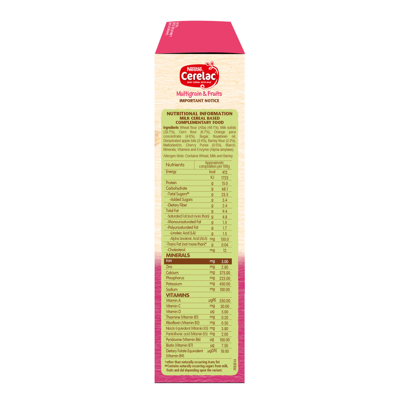 Nestle CERELAC Multigrain & Fruits Baby Food Cereal (Source of Iron & Protein, 12 -24 Months)
