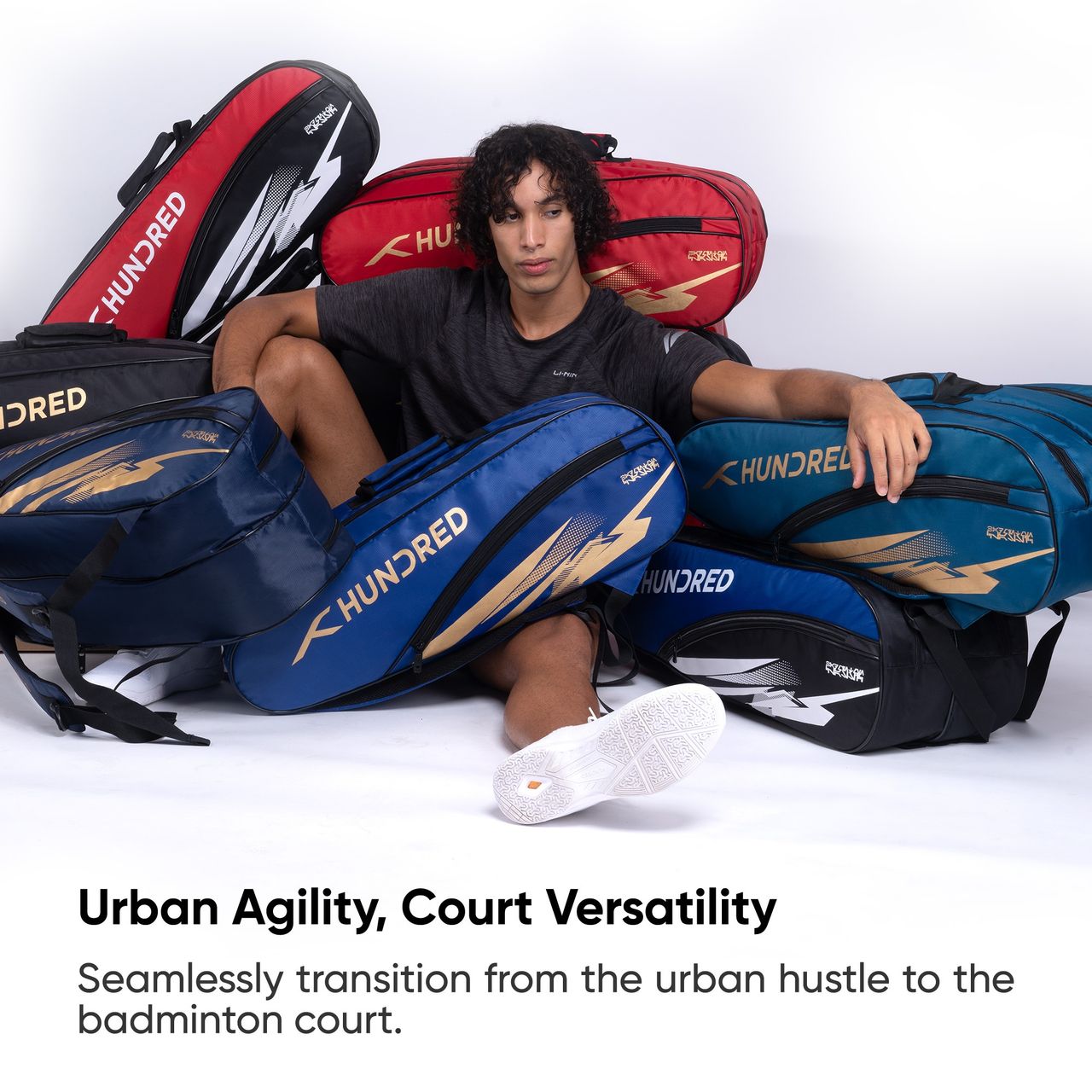 Hundred Cosmogear Badminton Kit-Bag | Navy|Double Zipper|Bag With Front Zipper Pocket