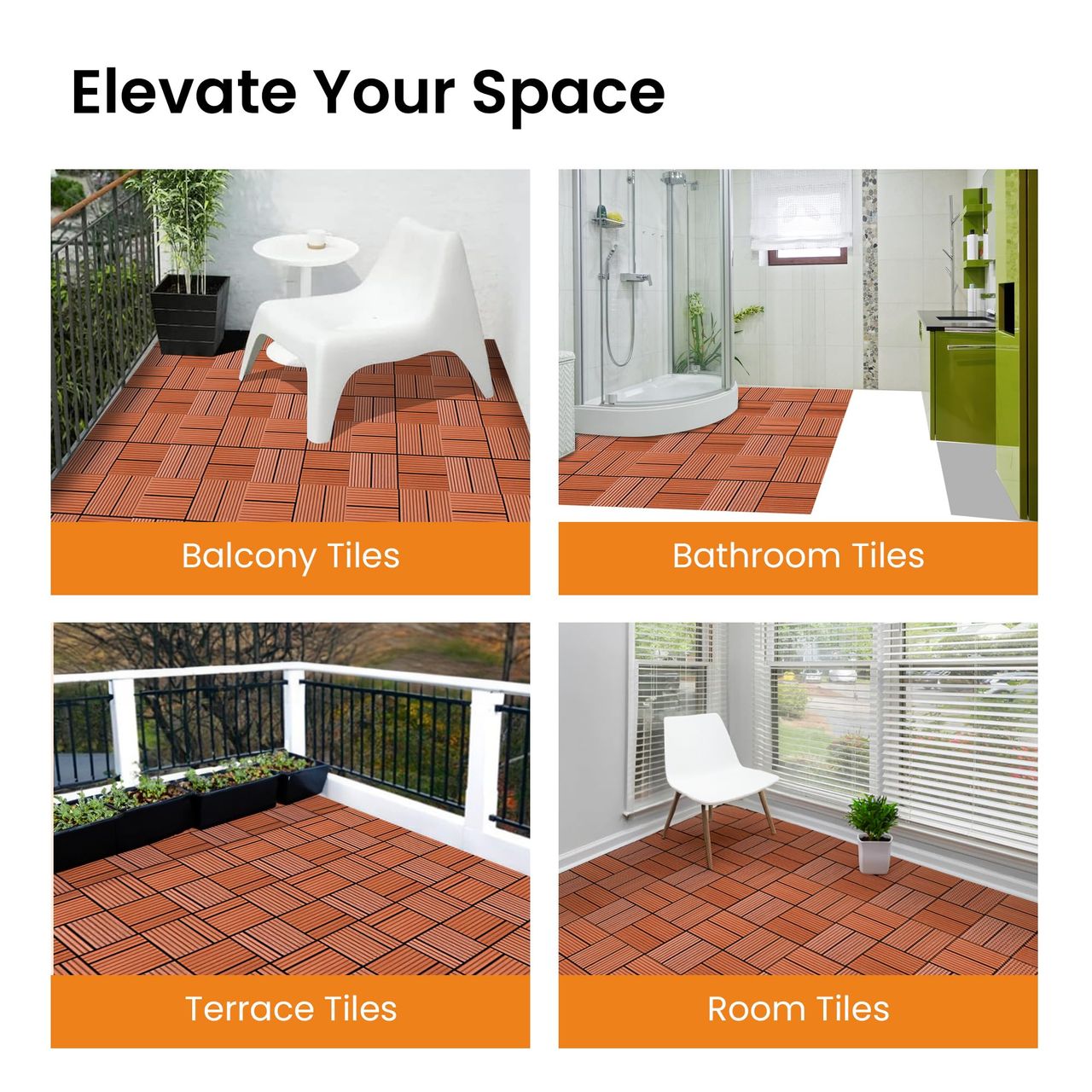 Cheston Pebble Floor Design Interlocking Tiles Pack of 2 | 12 Inch x12 Inch - Deck Tiles