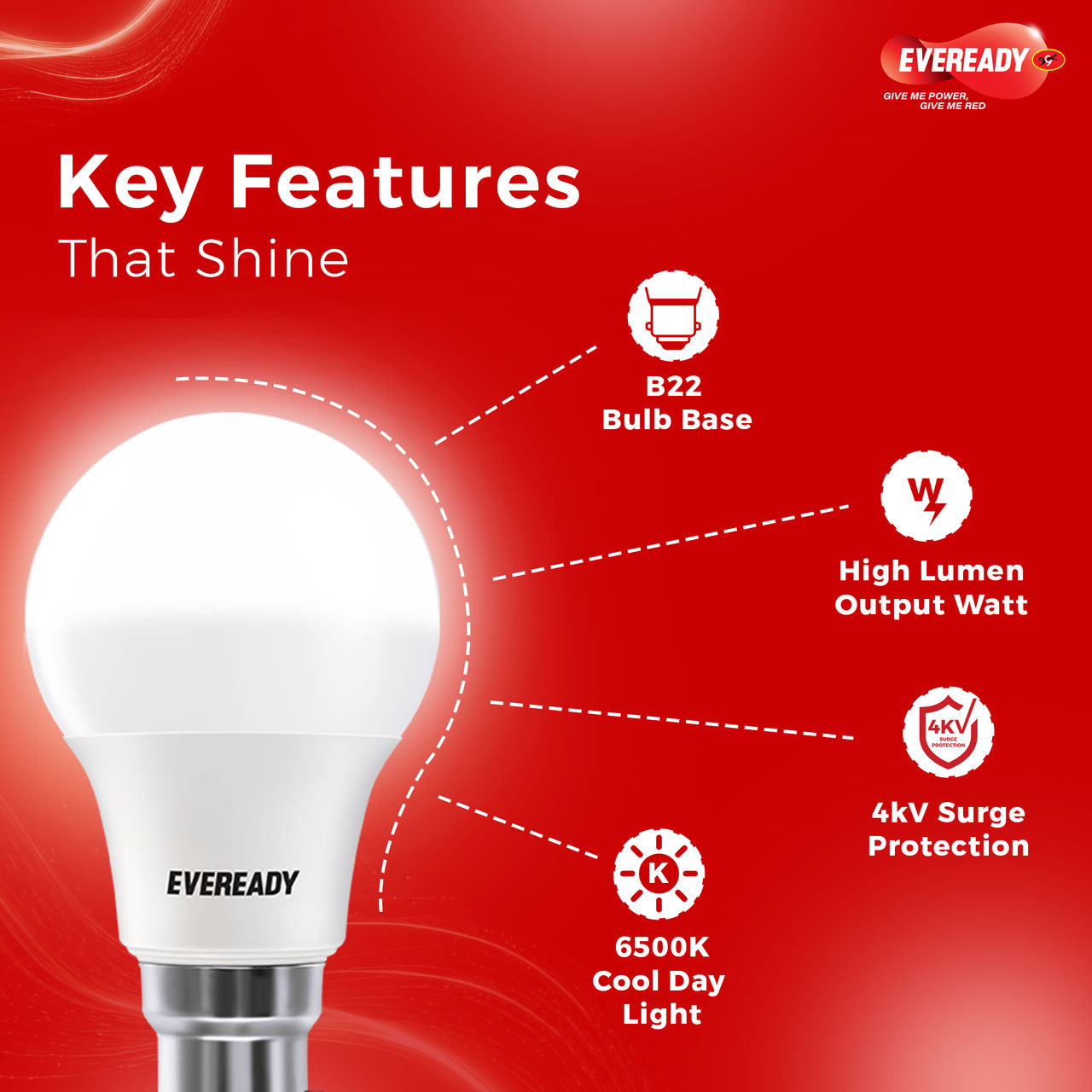 Eveready 9 W LED Bulb - Cool Day Light | 6500 K | Long Lasting 1 pc Combo