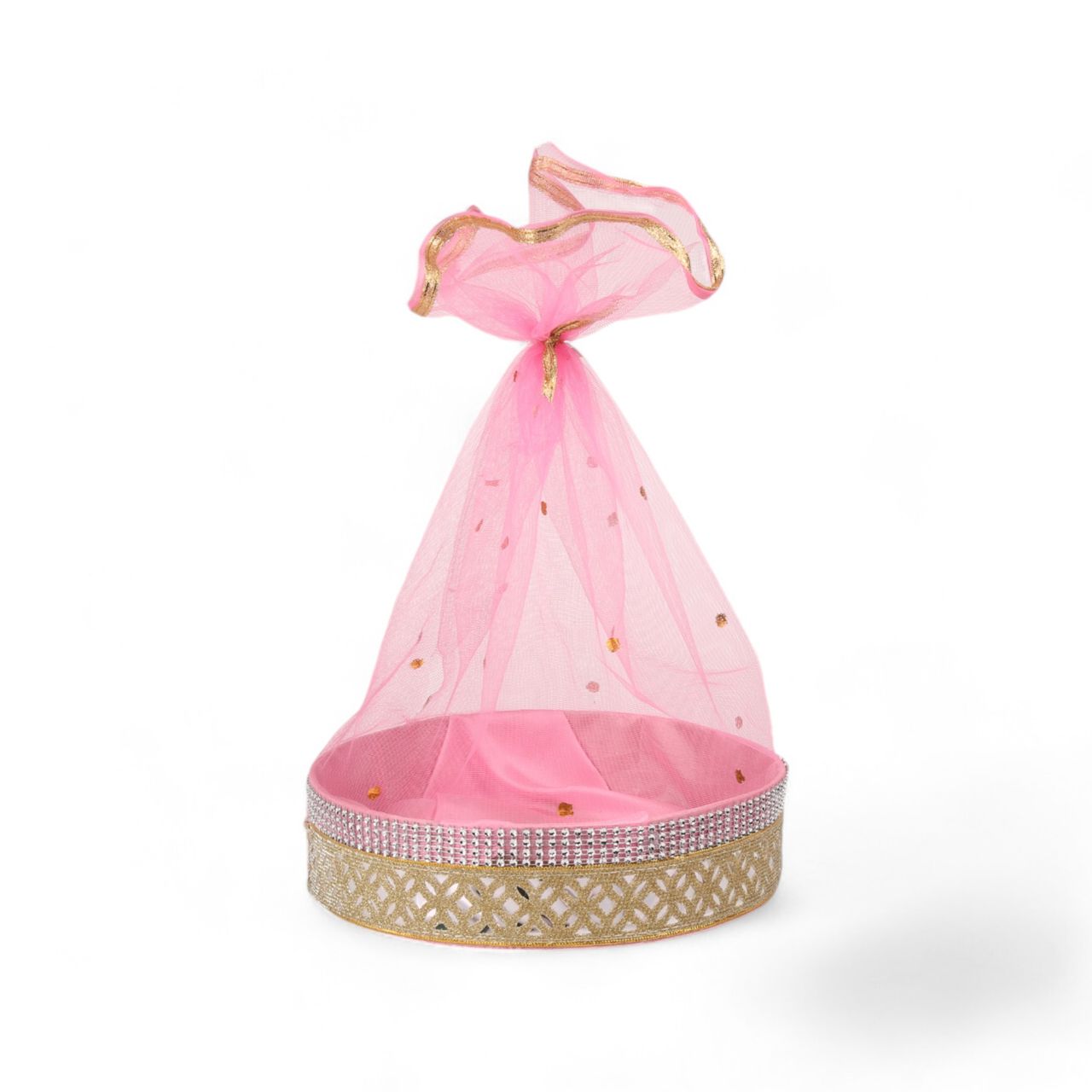 Festvista 10 x 10 inch Round Gift Basket Cream With Red Net
